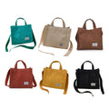 Women's Corduroy Small Square Shoulder Bag Crossbody Tote - Black - view 3