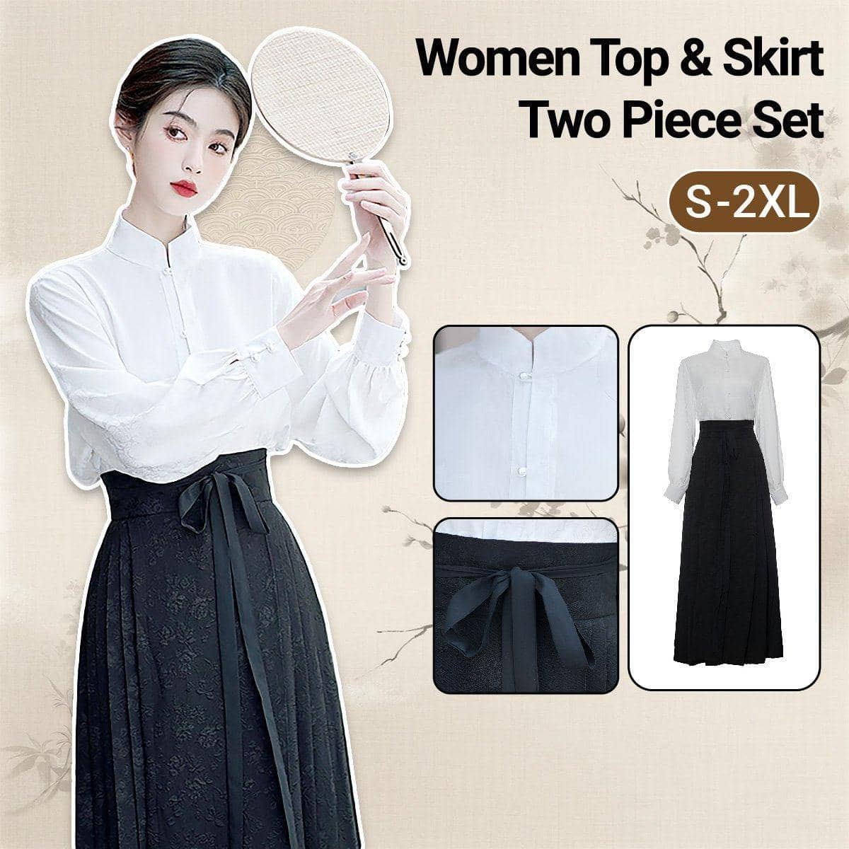 Women's Hanfu Two-Piece Set with Long Skirt - Size S (Bust 98 cm) - view 2
