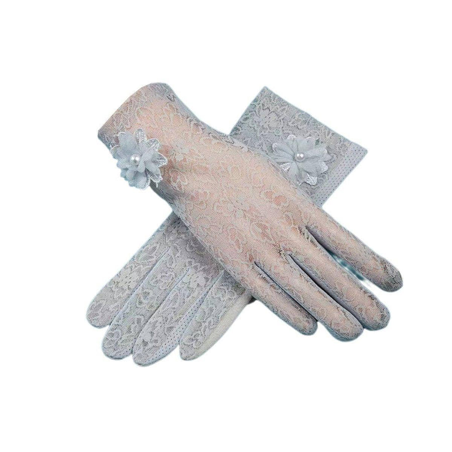 Women's Lace Sun Protection Gloves with Touchscreen Fingertips - Grey