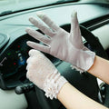 Women's Lace Sun Protection Gloves with Touchscreen Fingertips - Pink - view 5