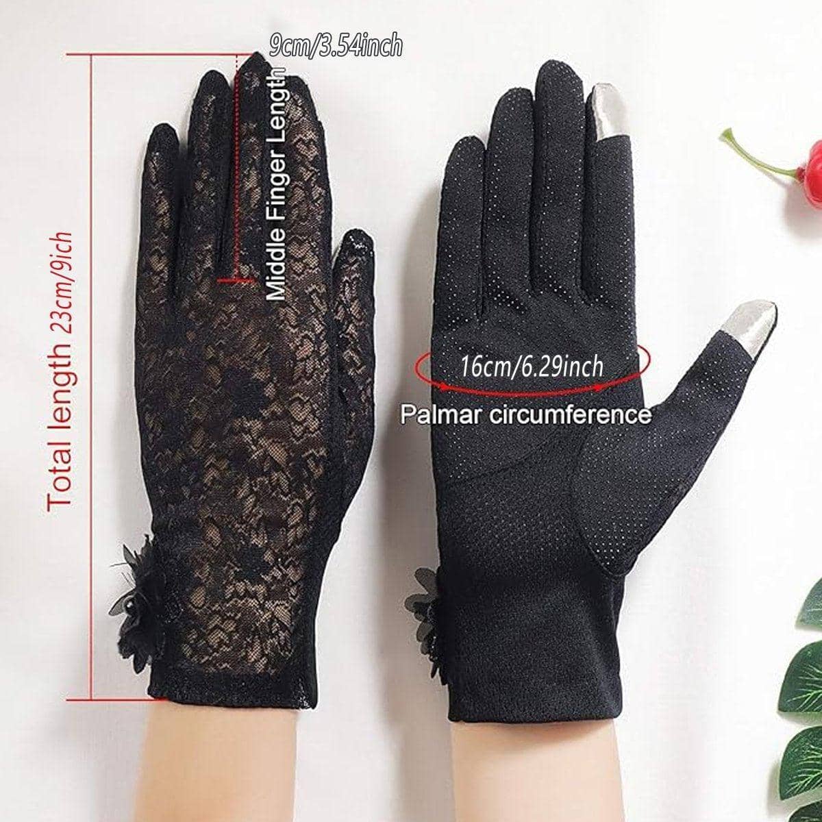 Women's Lace Sun Protection Gloves with Touchscreen Fingertips - Purple - view 3