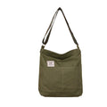 Women's Large Canvas Hobo Shoulder Bag, 34 x 36 cm - Army Green