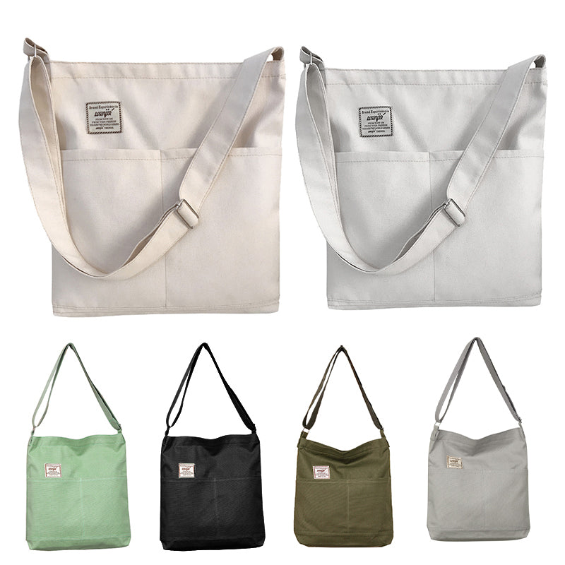 Women's Large Canvas Hobo Shoulder Bag, 34 x 36 cm - Army Green - view 3