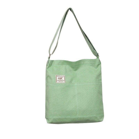 Women's Large Canvas Hobo Shoulder Bag, 34 x 36 cm - Light Green