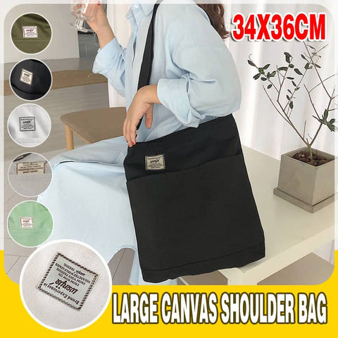Women's Large Canvas Hobo Shoulder Bag, 34 x 36 cm - Light Green - view 2