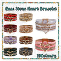 Women's Leather Wrap Bracelet with Love Heart Charms - Grey - view 2