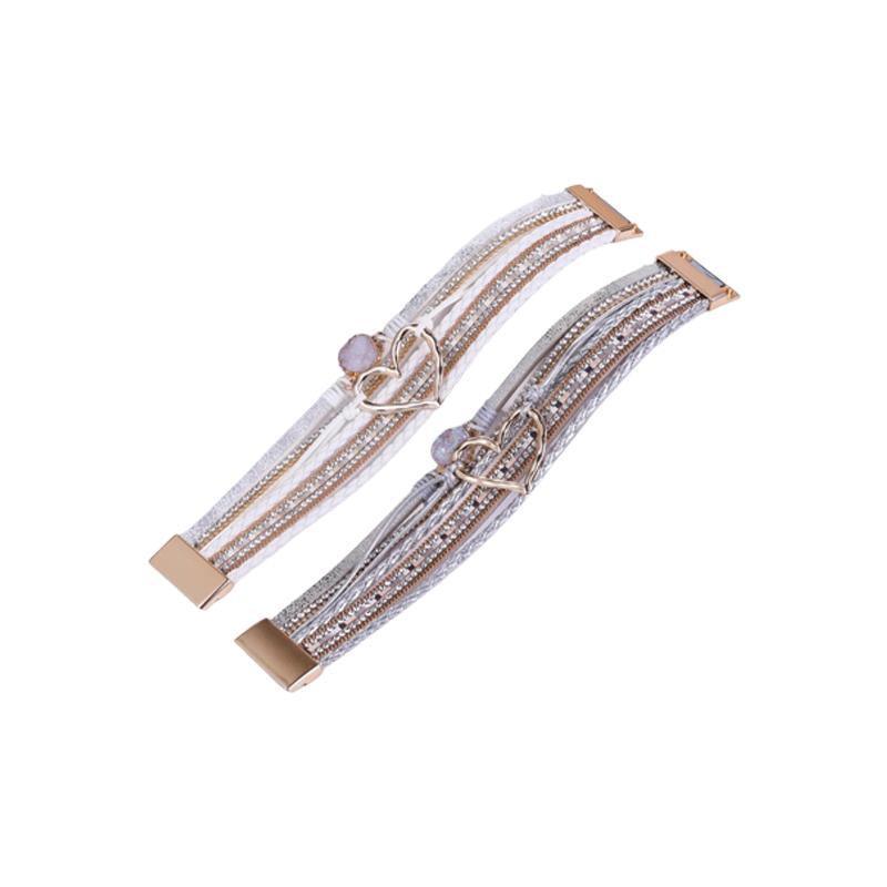 Women's Leather Wrap Bracelet with Love Heart Charms - Purple - view 3