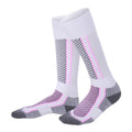Women's Long Warm Ski Socks, Breathable Winter Sports - Pink and White 33-39