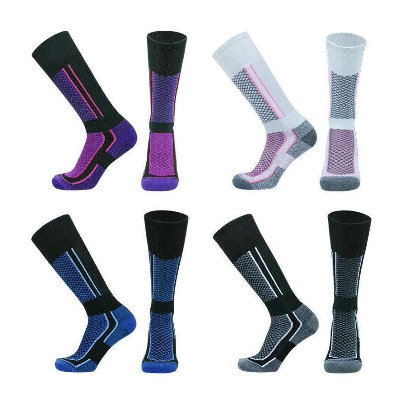Women's Long Warm Ski Socks, Breathable Winter Sports - Pink and White 33-39 - view 3