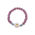 Women's Natural Strawberry Crystal Bracelet with Gold Flower Centrepiece - view 2