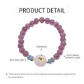 Women's Natural Strawberry Crystal Bracelet with Gold Flower Centrepiece - view 3