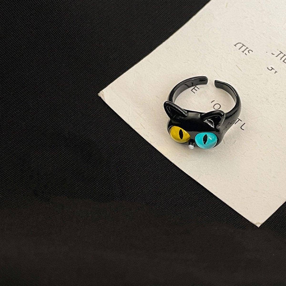 Women's Open Ring with Cat Design - view 5