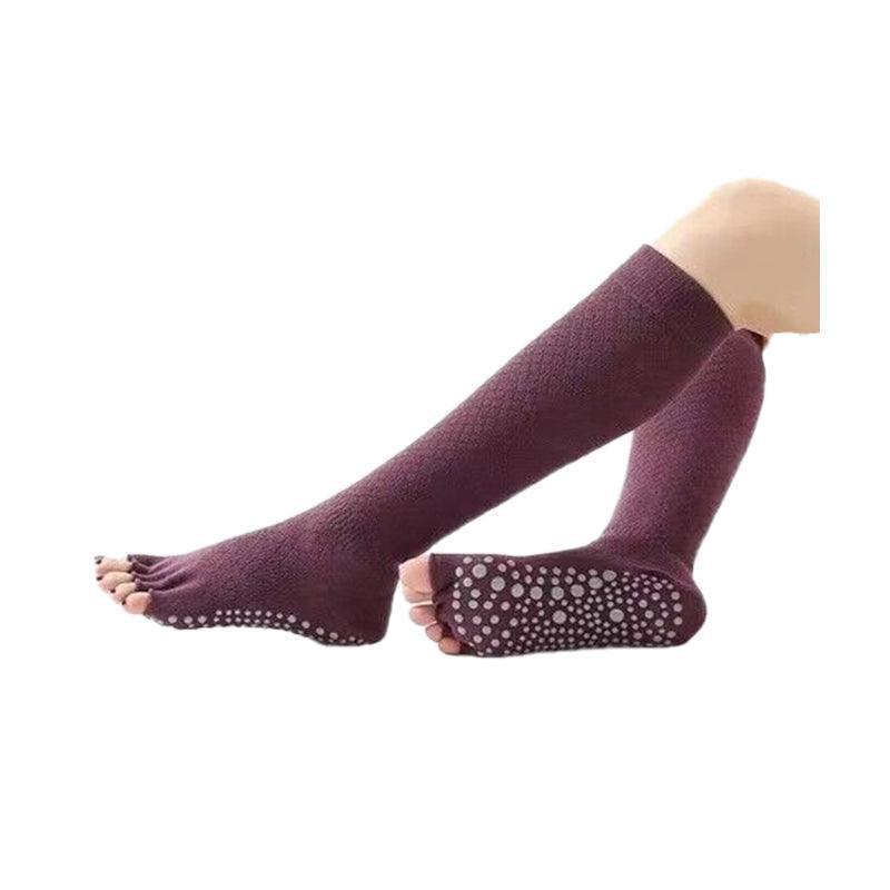 Women's Open Toe Yoga Socks - Purple, Knee High
