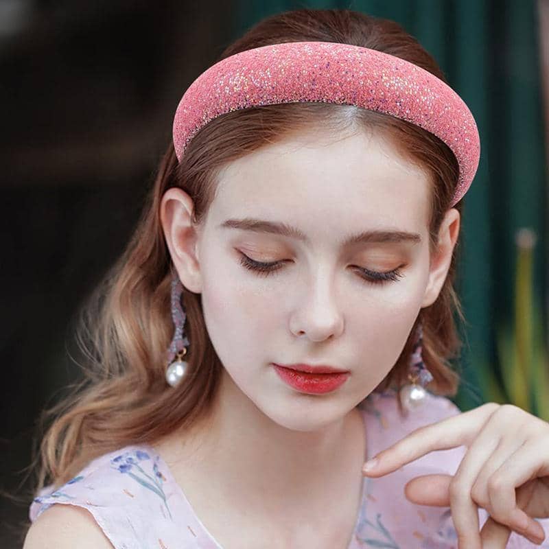 Women's Padded Wide Headband with Sprinkle Finish - Yellow - view 5
