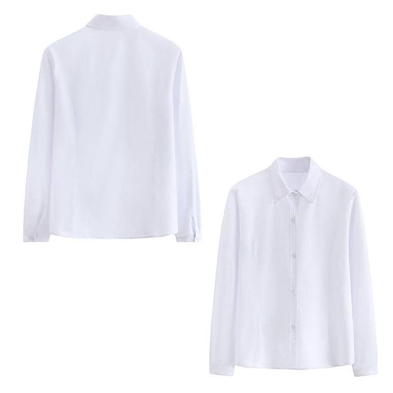 Womens Plain Long Sleeve Office Work Shirt with Collar - 3XL (Chest 110 cm) - view 3
