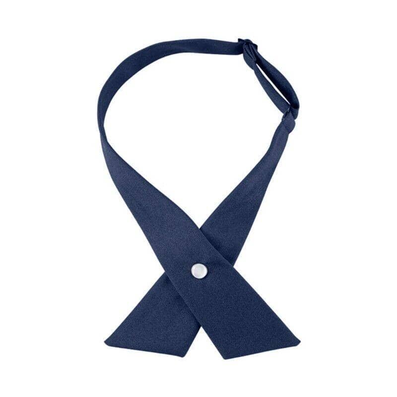 Women's Pre-Tied Criss-Cross Bow Tie for School Uniforms - Navy Blue