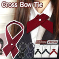 Women's Pre-Tied Criss-Cross Bow Tie for School Uniforms - Navy Blue - view 2