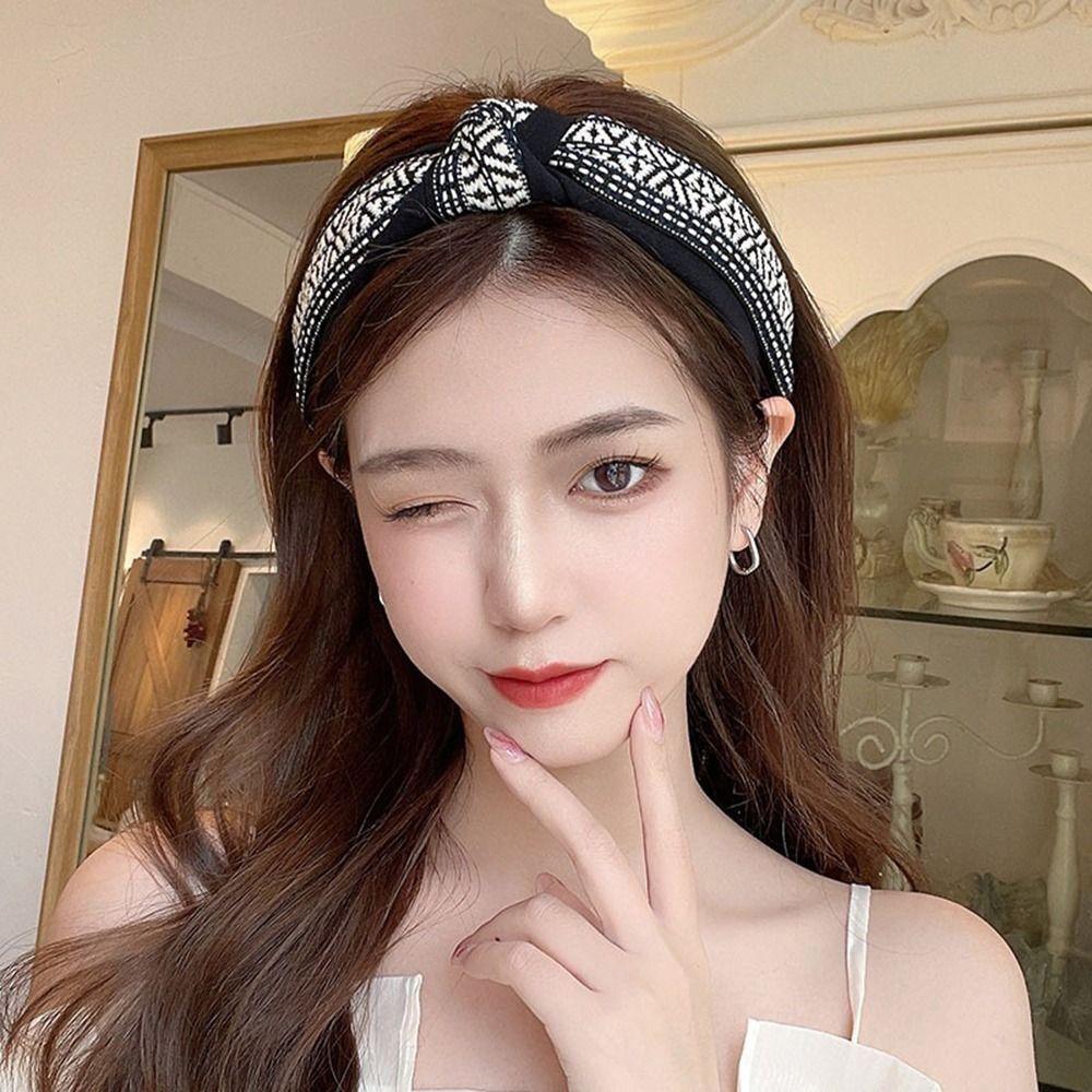 Women's Retro Boho Embroidered Cotton Wide Headband Head Wrap - Green - view 6