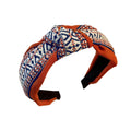 Women's Retro Boho Embroidered Cotton Wide Headband Head Wrap - Red