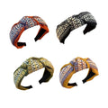 Women's Retro Boho Embroidered Cotton Wide Headband Head Wrap - Yellow - view 3