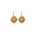 Women's Retro Butterfly Drop Earrings with Green and Red Oil Drop Detail - view 2