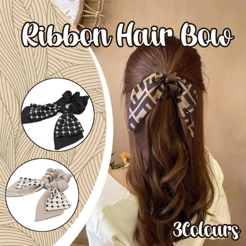 Women's Ribbon Bow Hair Scrunchie - Brown - view 2