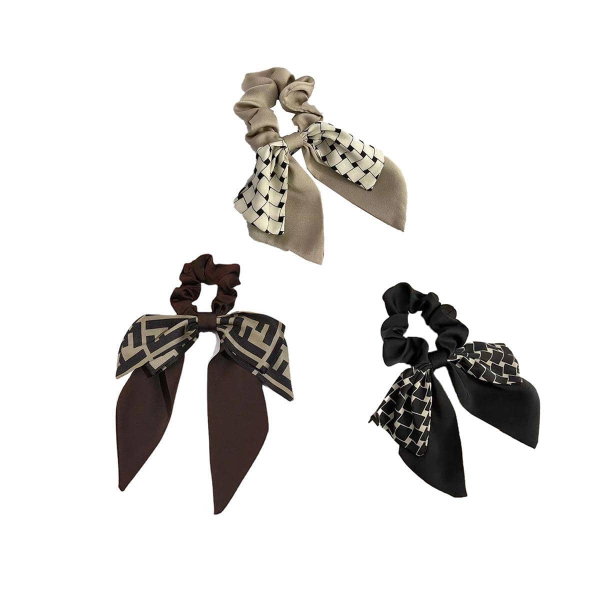 Women's Ribbon Bow Hair Scrunchie - Brown - view 3