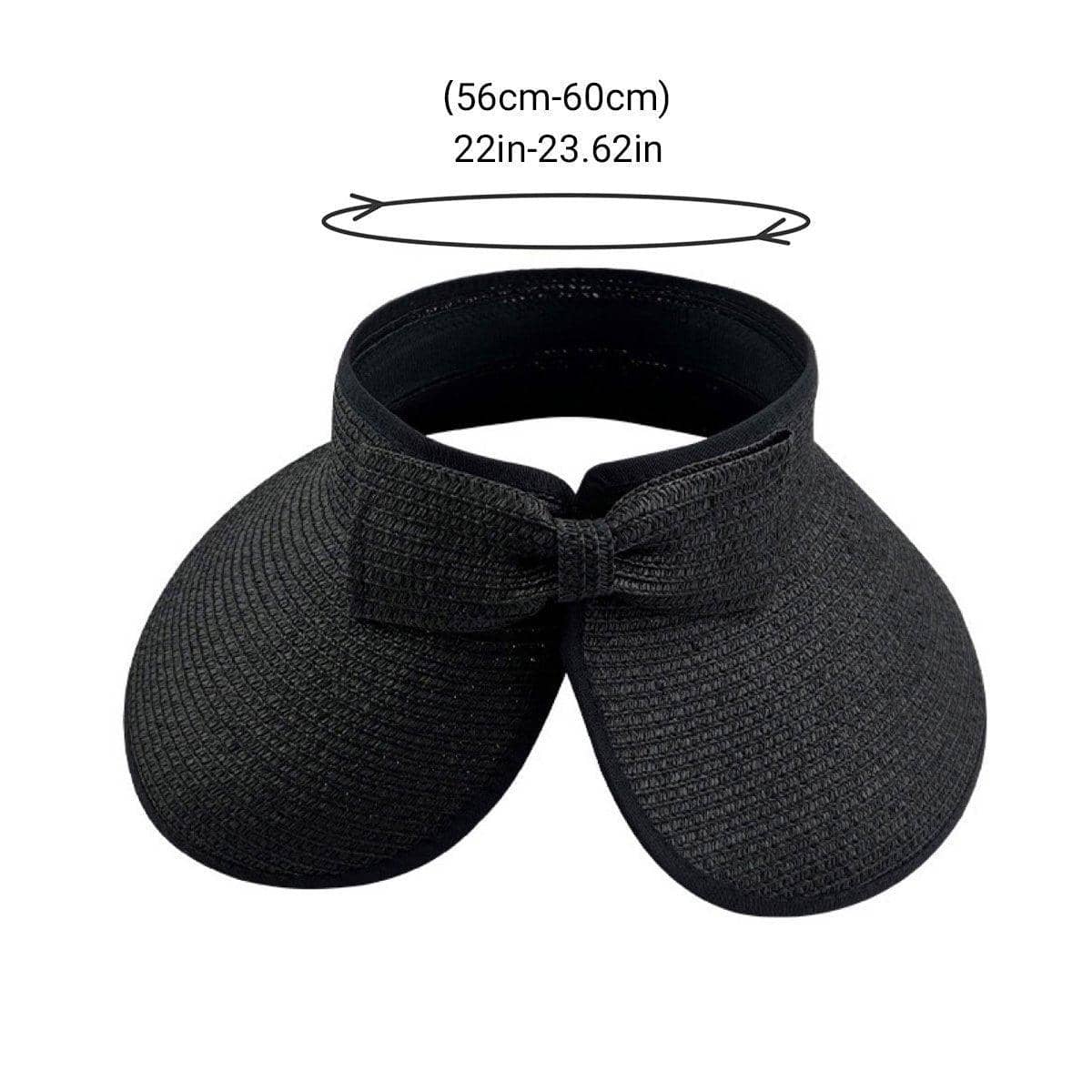 Women's Roll-Up Straw Sun Visor Hat with Bow - Navy Blue - view 4