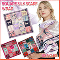 Women's Satin Square Scarf with Horse Print, 90 x 90 cm - Khaki, Red and Green - view 2