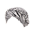 Women's Stretch Turban Hat with Braid Design - Beige Zebra Print