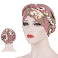 Women's Stretch Turban Hat with Braid Design - Beige Zebra Print - view 5