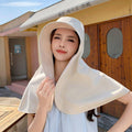 Women's Sun Protection Hat with Face Cover and Neck Shawl - Beige - view 5