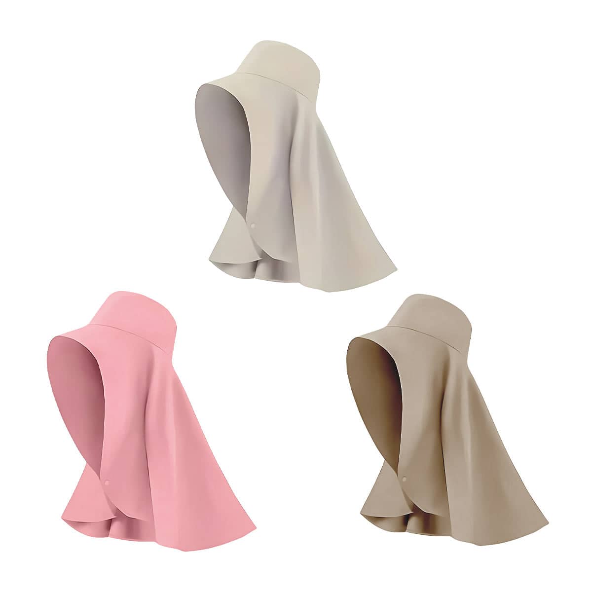 Women's Sun Protection Hat with Face Cover and Neck Shawl - Khaki - view 3