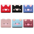 Women's Three-Fold Short Wallet, Pig Face Design - Black - view 3