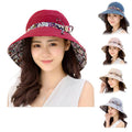 Women's Wide Brim Foldable Sun Hat with Bow - Beige - view 3