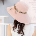 Women's Wide Brim Foldable Sun Hat with Bow - Red - view 4