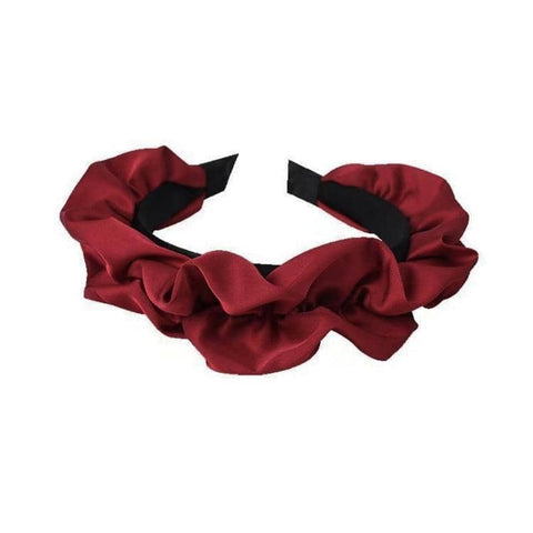 Women's Wide Ruffled Cloth Headband - Red