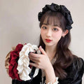 Women's Wide Ruffled Cloth Headband - Red - view 4