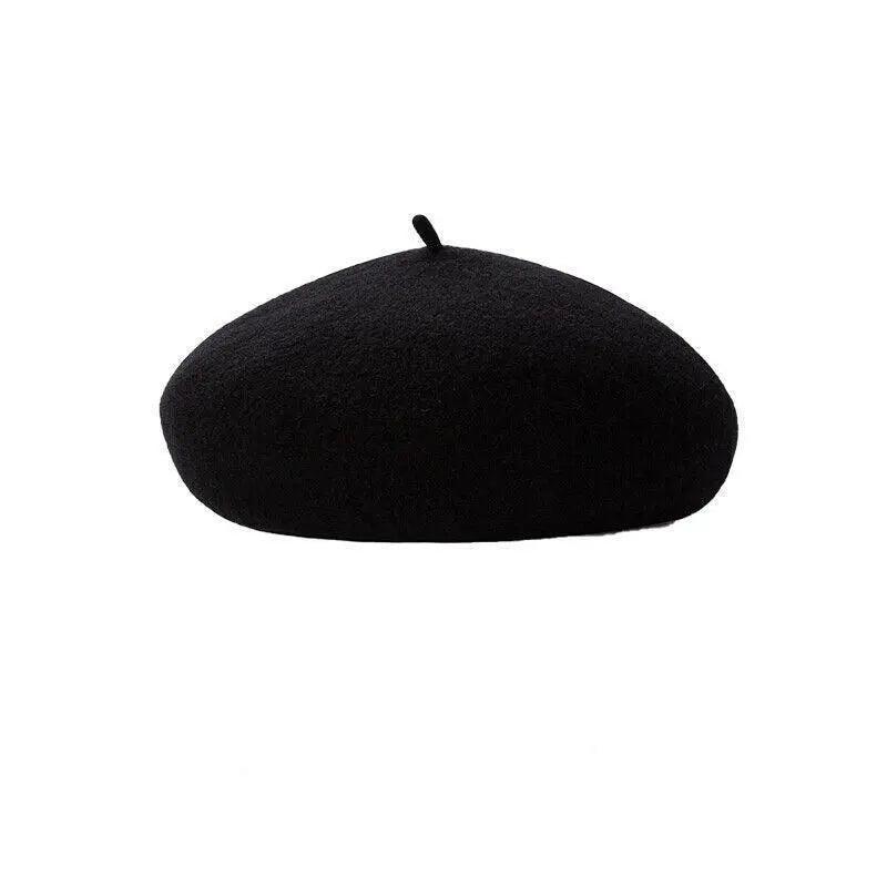 Women's Wool French Beret Hat - Black