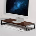 Wood and Metal Desktop Monitor Stand Riser with Hidden Storage for Home Office - view 4