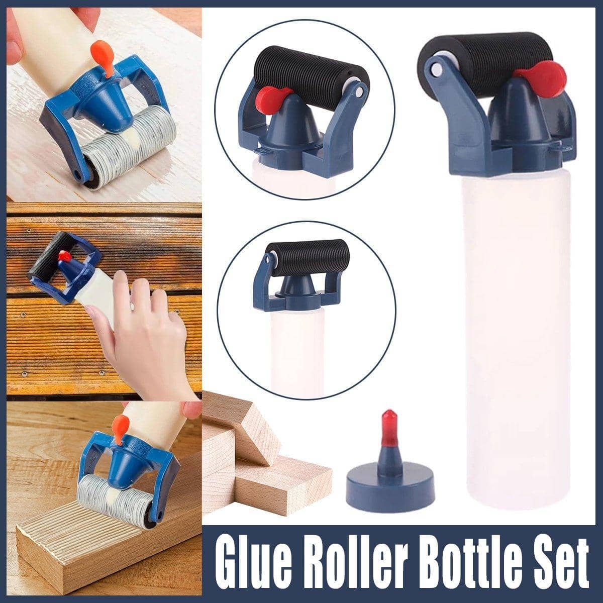 Wood Glue Roller Applicator Bottle Set with Spare Roller Heads - Easy to Use