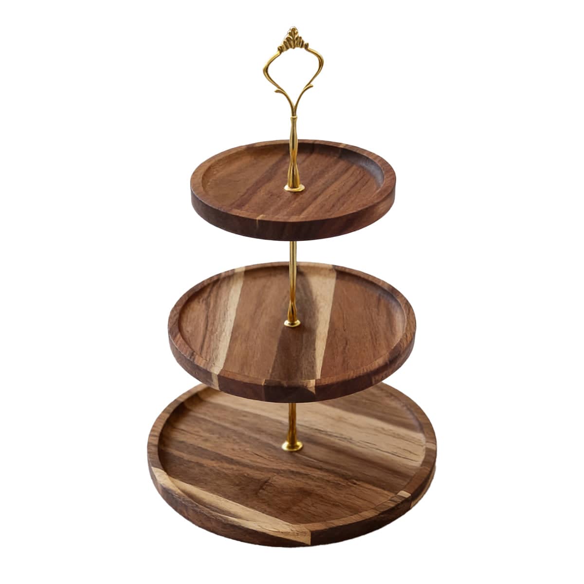 Wooden 3 Tier Cake Stand - Rustic European Style Dessert Tray Server - view 2