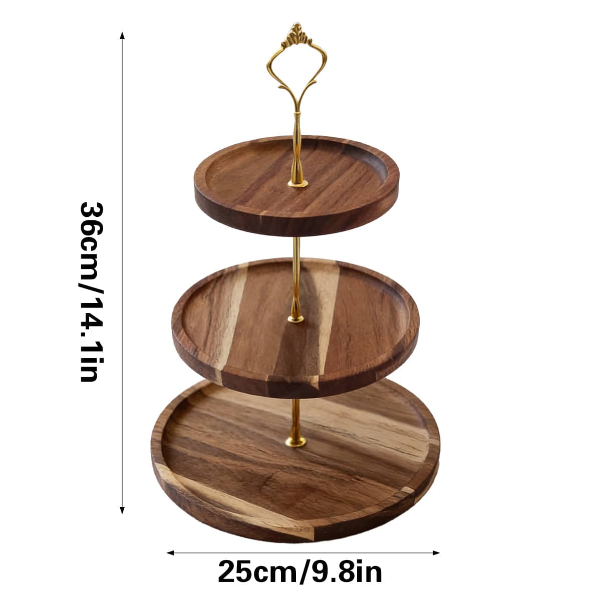 Wooden 3 Tier Cake Stand - Rustic European Style Dessert Tray Server - view 3
