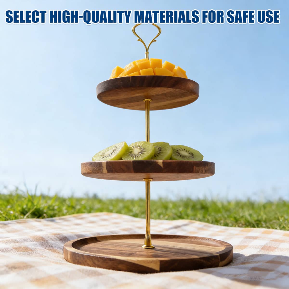 Wooden 3 Tier Cake Stand - Rustic European Style Dessert Tray Server - view 4