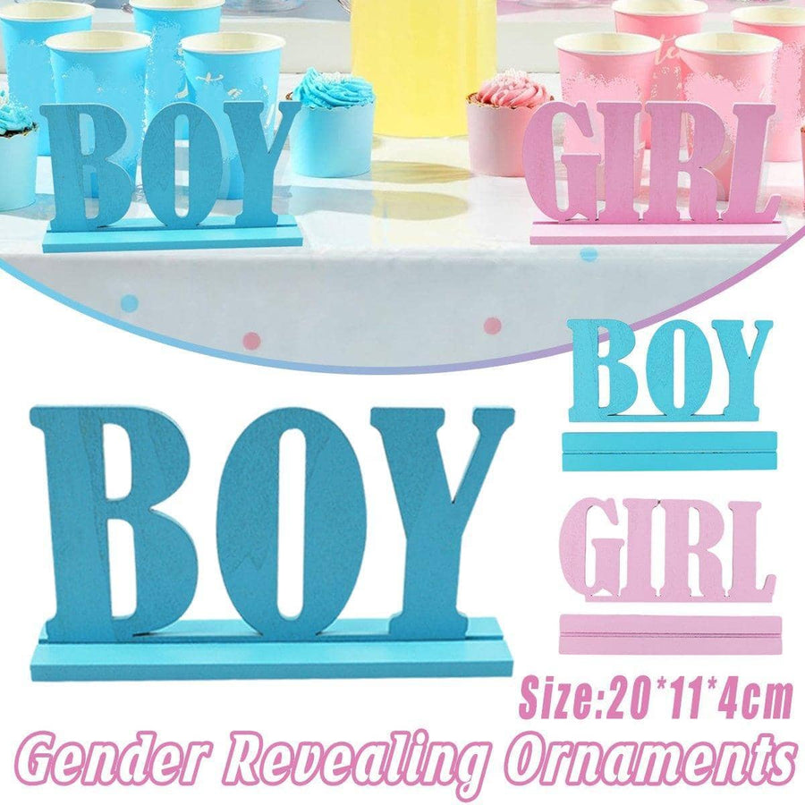 Wooden Baby Shower Boy and Girl Letter Centrepiece Set - Blue and Pink, 20 x 11 x 4 cm