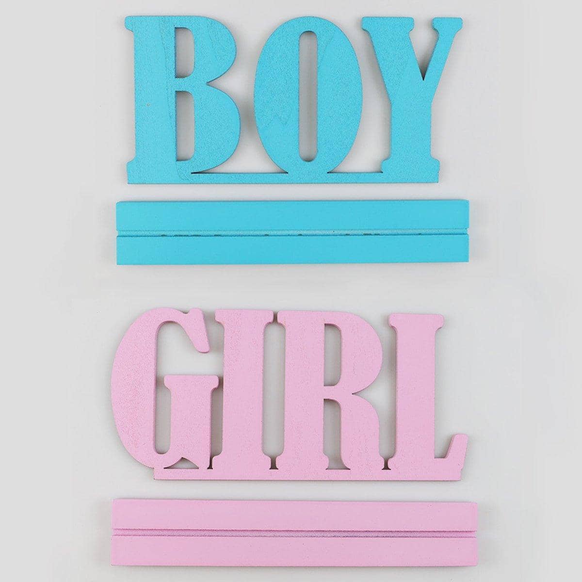 Wooden Baby Shower Boy and Girl Letter Centrepiece Set - Blue and Pink, 20 x 11 x 4 cm - view 5