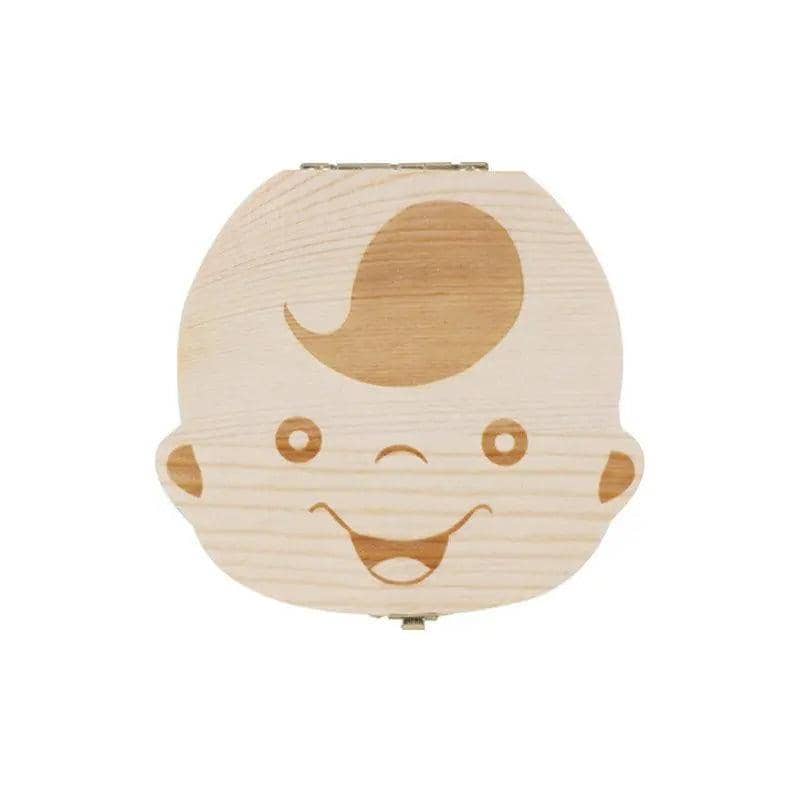 Wooden Baby Tooth Box Keepsake Organiser for Milk Teeth and Baby Hair - Boy Design