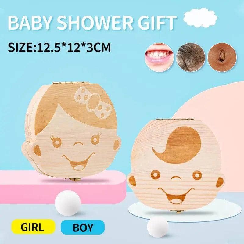Wooden Baby Tooth Box Keepsake Organiser for Milk Teeth and Baby Hair - Boy Design - view 2