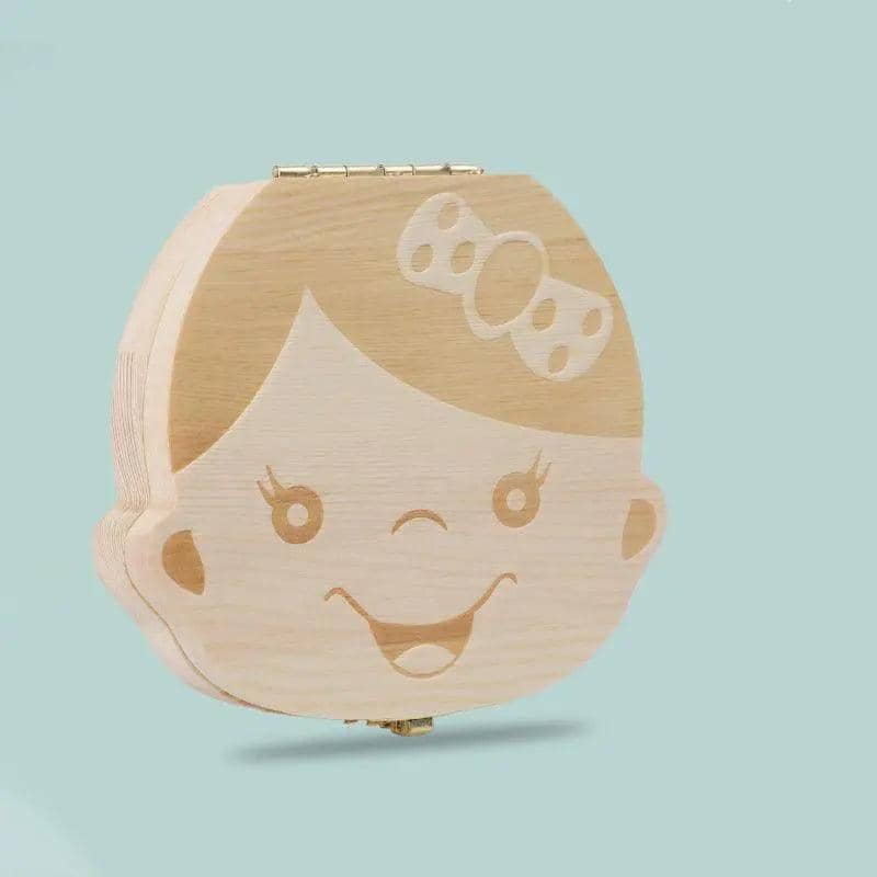 Wooden Baby Tooth Box Keepsake Organiser for Milk Teeth and Baby Hair - Boy Design - view 4