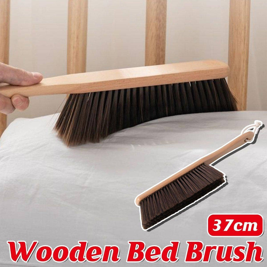 Wooden Bed Brush with Long Handle and Soft Bristles for Dusting